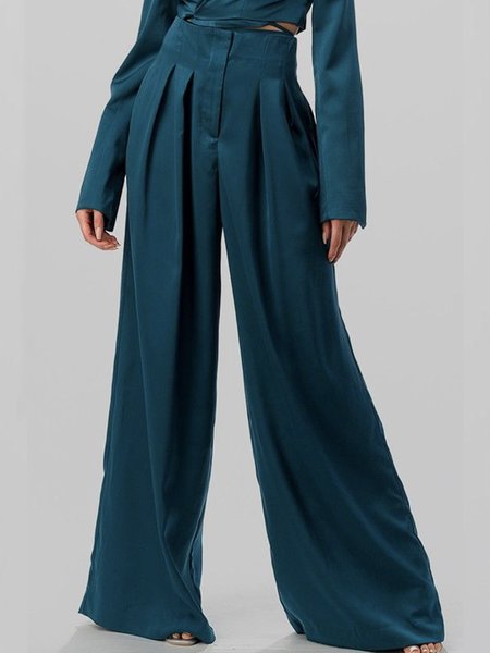 

Daily Plain Elegant Regular Fit Fashion Pants, Blue, Pants