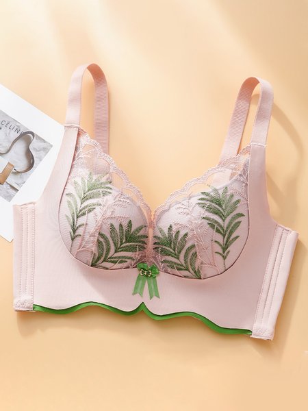 

Lace Push Up Adjustable Wireless Bra, Pink, Wireless
