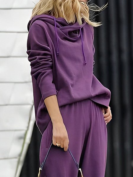 

Casual Simple Plain Loose Hoodie, Purple, Hoodies and Sweatshirts