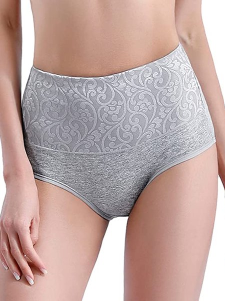 

Jacquard Cotton Breathable High Waist Briefs, Gray, Briefs