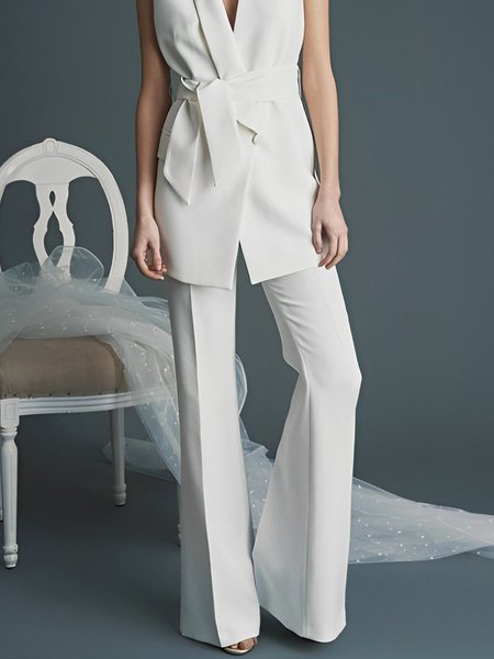 

Regular Fit Urban Plain Fashion Pants, White, Pants