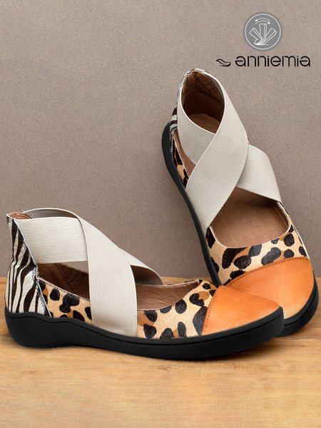 

Multicolor Vintage Leopard Pattern Slip On Ballet Shoes, Sandals