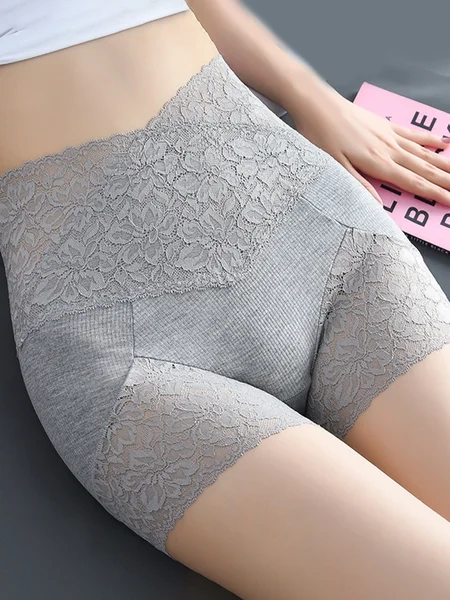 

Lace High Waist Safety Pants Belly Controlling Butt Lift Boxer Briefs, Gray, loungewear & lingeries