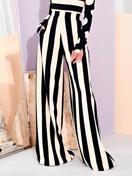 

Urban Regular Fit Striped Fashion Pants, Black-white, Pants