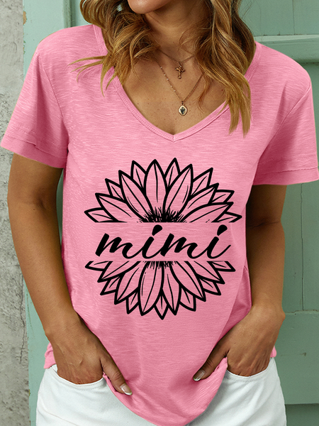 

Lilicloth X Y Mimi Women's V Neck Loose T-Shirt, Pink, T-shirts