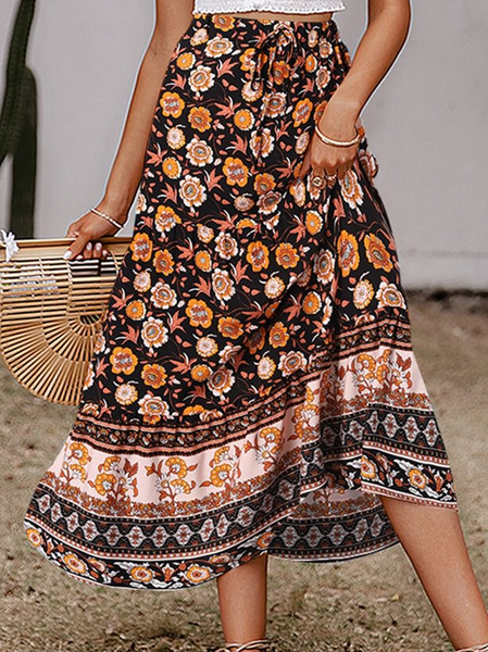 

Floral Casual Skirt, Multicolor, Skirts
