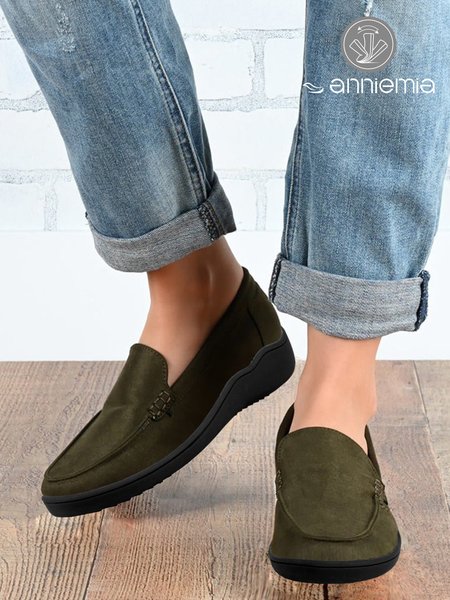 

Faux Suede Comfortable and Soft Commuter Flat Loafers, Army green, Flats
