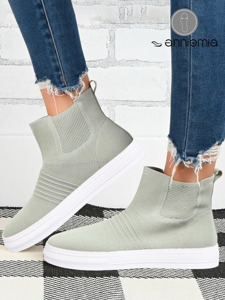 

Light Green Flyknit Breathable Comfortable Sneakers, Lightgreen, Sneakers