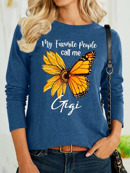 

Women’s My Favorite People Call Me Gigi Polyester Cotton Casual Shirt, Blue, Long sleeves