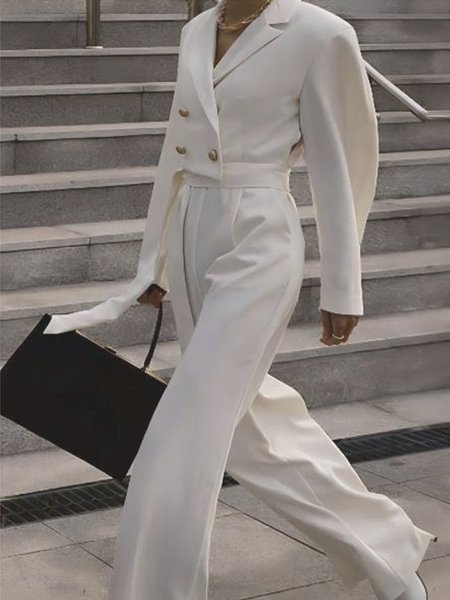 

Elegant Plain Regular Fit Long sleeve Blazer, White, Blazers