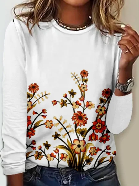 

Lilicloth x Iqs Women's Floral Print Women's Long Sleeve Top, White, Long sleeves
