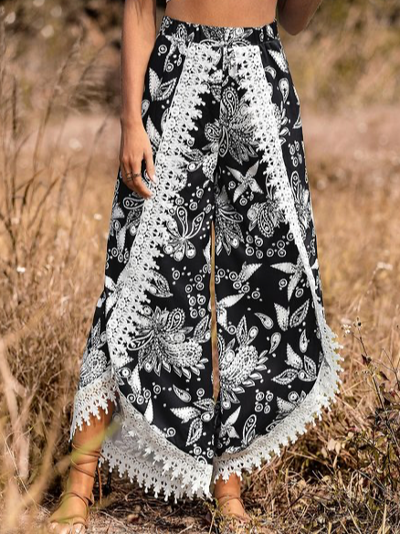 

Lace Ethnic Pants, Black, Pants