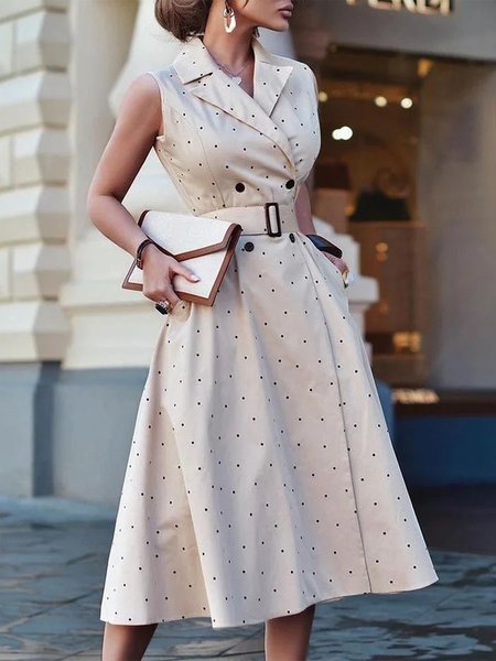 

Regular Fit Polka Dots Elegant Trench Coat, As picture, Coats