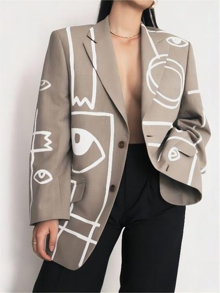 

Casual Shawl Collar Long sleeve No Elasticity Blazer, As picture, Blazers