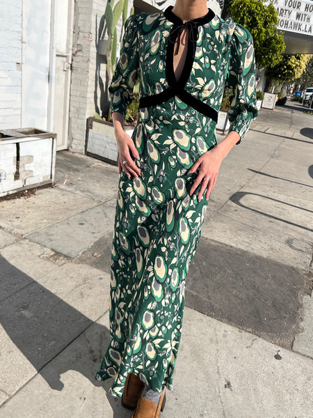 

Elegant Regular Fit Crew Neck Geometric Dress, Green, Maxi Dresses