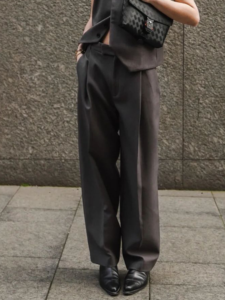 

Regular Fit Elegant Plain Fashion Pants, Coffee, Pants