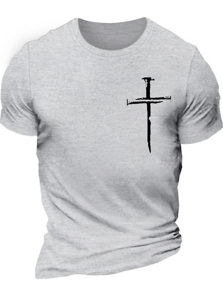 

Men's Cross Faith Cotton Casual Regular Fit T-Shirt, Light gray, T-shirts