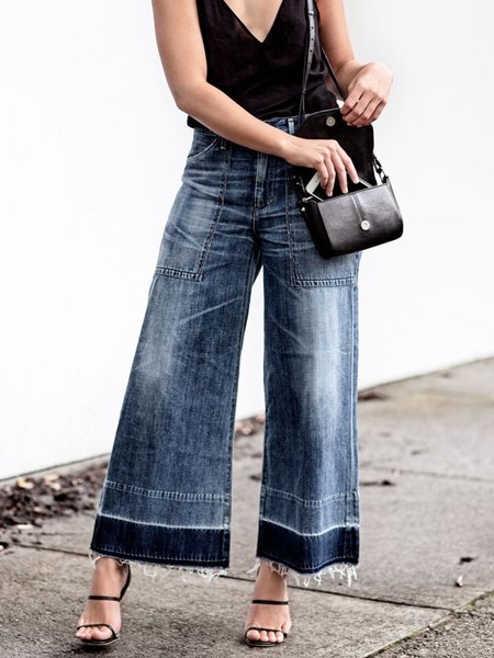 

Denim Ombre High Waist Urban Jeans, As picture, DENIM