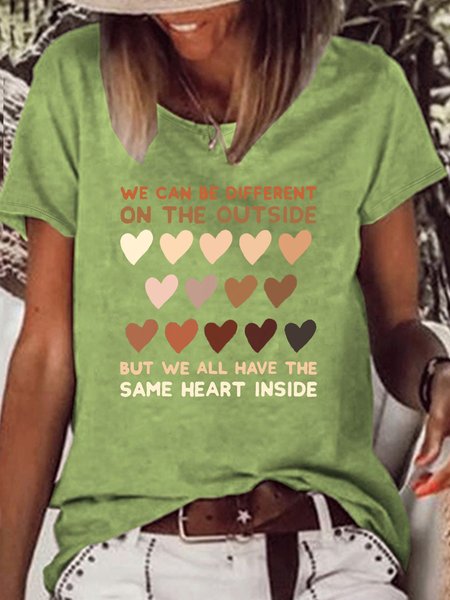 

Women's Same Heart Black History Month Casual Crew Neck T-Shirt, Green, T-shirts