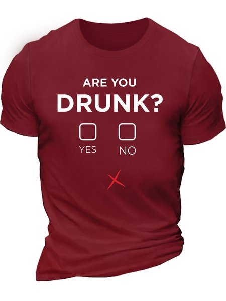 

Men‘s Funny Humor Sarcastic Letters Crew Neck Casual T-Shirt, Red, T-shirts