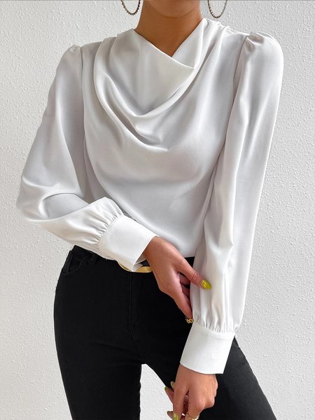 

Long sleeve Others Regular Fit Elegant Blouse, White, Blouses and Shirts