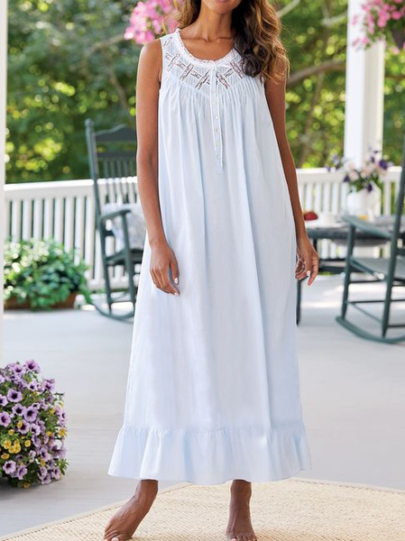 

Crew Neck Loose Casual Plain Dress, Light blue, Dresses