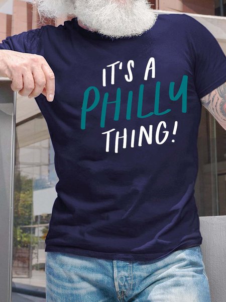 

Men’s It’s Philly Thing Casual Crew Neck Regular Fit T-Shirt, Deep blue, T-shirts