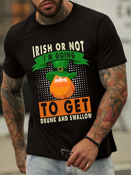 

Lilicloth X Jessanjony St. Patrick's Day Irish Or Not I'm Going To Get Drunk And Swallow Men's T-Shirt, Black, T-shirts