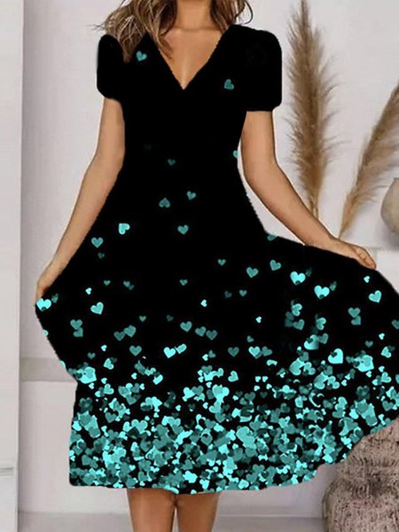 

Regular Fit Elegant V Neck Dress, Black, Formal Dresses