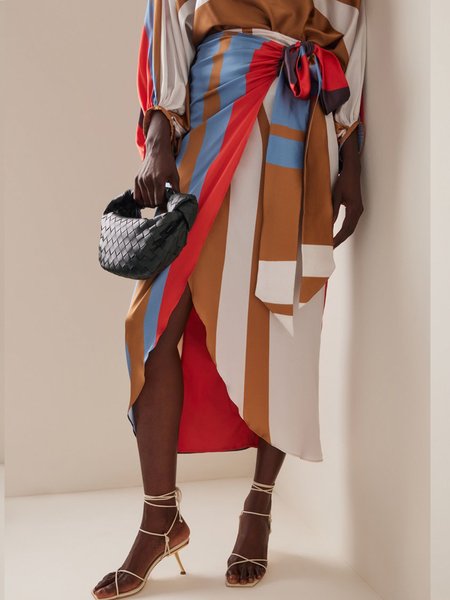 

Geometric Regular Fit Elegant Skirt, Multicolor, Skirts
