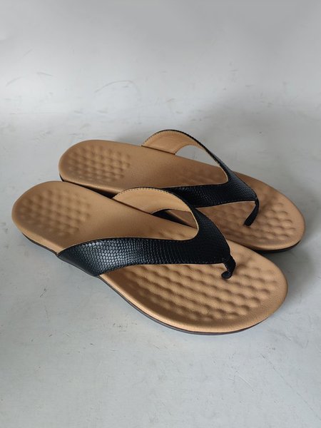 

Casual Flat Heel Flip-flops Slide Sandals, Black, Sandals & Slippers