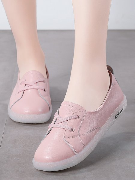 Solid Calfskin Slip On Soft Flats, Pink, Flats