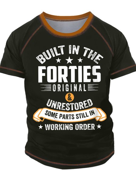

Men's Forties Funny Graphic Printing Text Letters Casual T-Shirt, Green, T-shirts