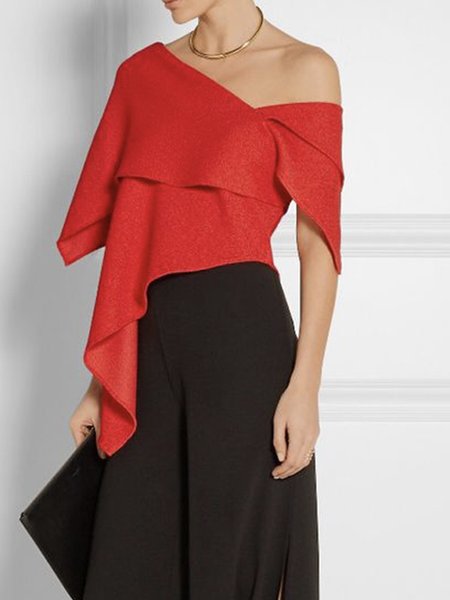 

Urban Asymmetrical Plain Regular Fit Shirt, Red, Blouses and Shirts