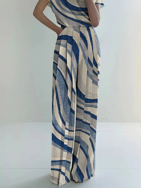 

Loose Abstract Urban Fashion Long Pants, Blue, Pants