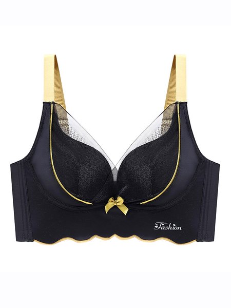 

Soft Comfortable Lace Push Up Massage Wireless Bra, Black, Wireless