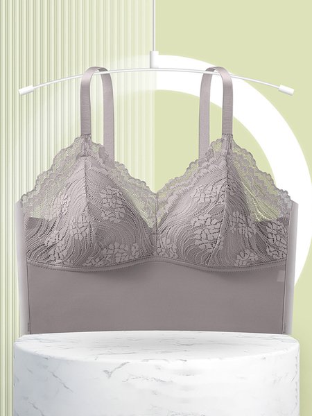 

Lace High Elasticity Breathable Seamless Tank Top Underwear, Coffee, Wireless