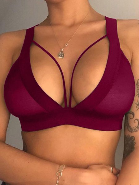 

Valentine's Day Sheer Mesh Silk Stripe Sexy Bra, Wine red, Bra&Panty