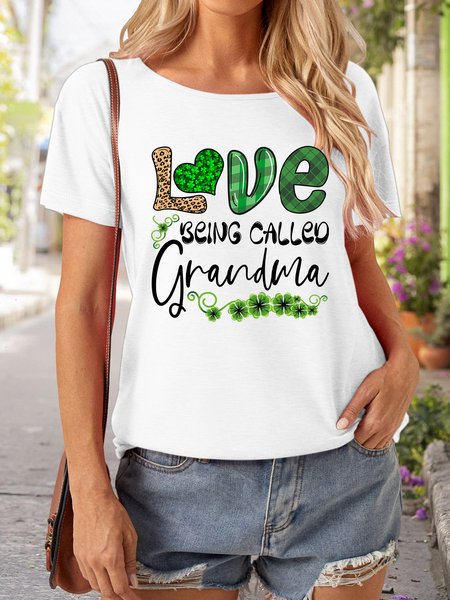 

Lilicloth X Manikvskhan St. Patricks Day Love Being Called Grandma Women's T-Shirt, White, T-shirts