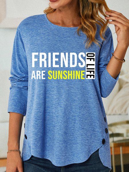 

Lilicloth X Zahra Friends Are Sunshine Of Life Women's Long Sleeve Top, Blue, Long sleeves