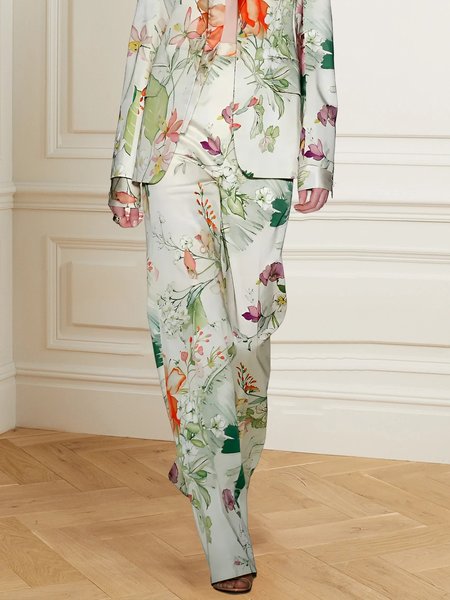 

Floral Regular Fit Urban Fashion Pants, As picture, Pants