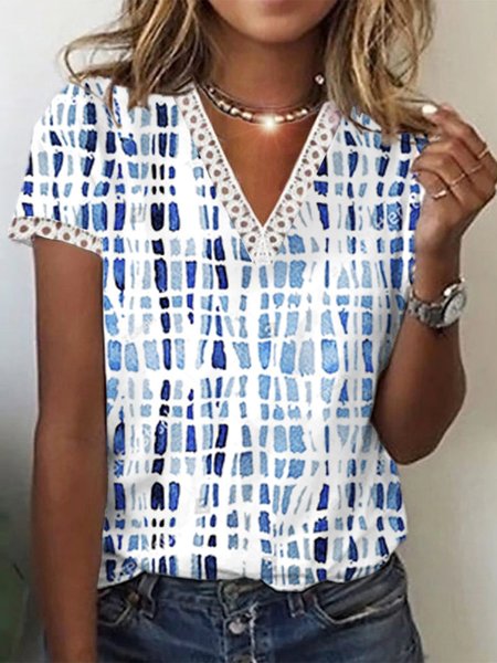 

Ombre Lace Edge Regular Fit Casual T-Shirt, Blue, T-Shirts