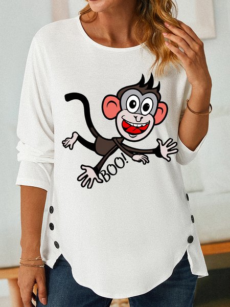 

Lilicloth X Zahra Monkey Boo Women's Long Sleeve Top, White, Long sleeves