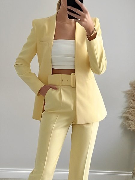 

Regular Fit Urban Plain Long Sleeve Blazer, Yellow, Blazers