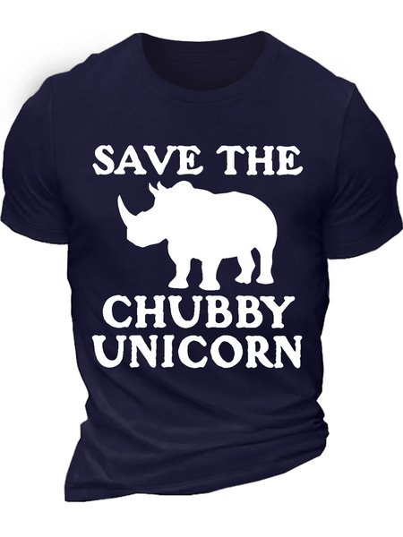 

Men's Save The Chubby Unicorn Funny Graphic Printing Loose Cotton Text Letters Casual T-Shirt, Purplish blue, T-shirts