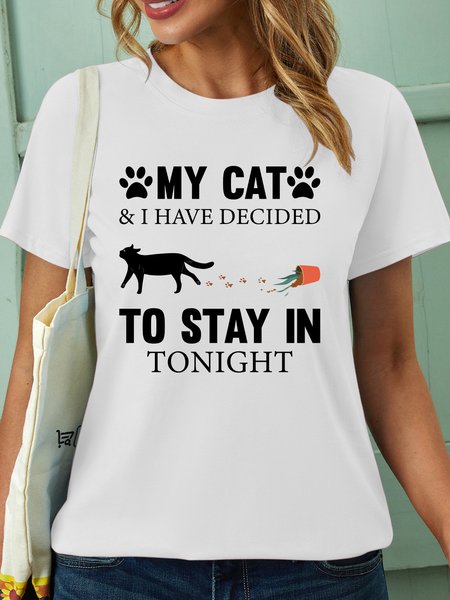 

Lilicloth X Jessanjony My Cat And I Have Decided To Stay In Tonight Women's T-Shirt, White, T-shirts
