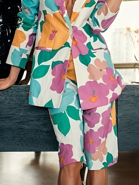 

Vacation Floral Regular Fit Fifth Pants, Multicolor, Pants