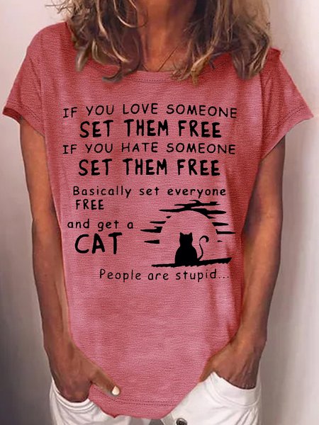 

Women's If You Love Someone Set Them Free Print Casual Letters T-Shirt, Red, T-shirts