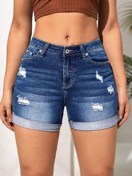

Regular Fit Casual Plain Denim Shorts, Denim blue, Shorts