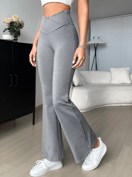 

Plain Tight Casual Knitted Sweatpants & Joggers, Gray, Pants